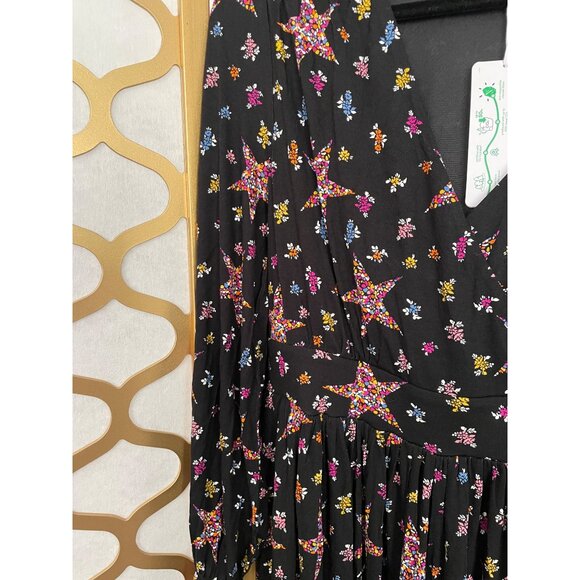 Boden Size 8 NEW Black Star & Floral Long Sleeve Fixed Wrap Jersey Midi Dress - Picture 13 of 16